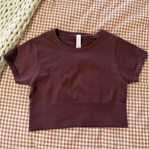 Offline by Aerie Seamless Workout Tee Burgundy Cropped T-Shirt Medium